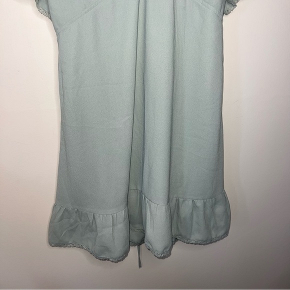 Urban Outfitters Dress Sage Green Mini Vneck Tie Back Size Large - Picture 7 of 11